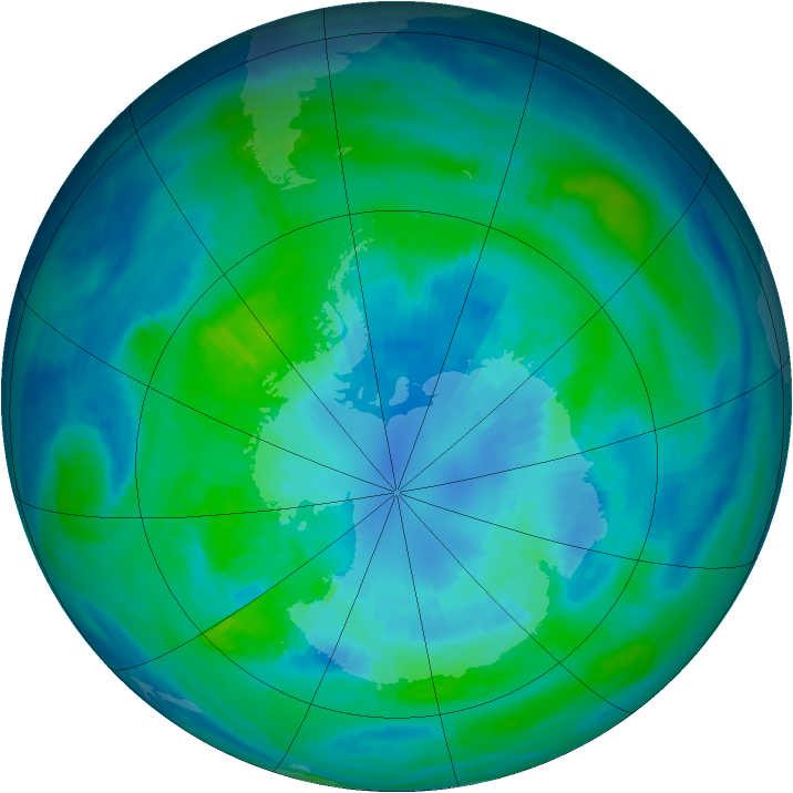 Antarctic ozone map for 02 April 1985